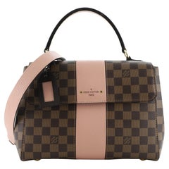 Louis Vuitton Bond Street Top Handle Bag Damier Burgundy Leather MM Brown