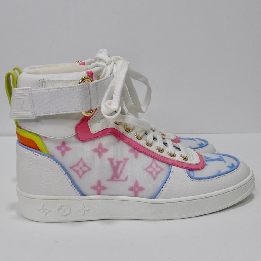 Louis Vuitton Boombox Pastels Monogram Nylon Sneakers In Excellent Condition For Sale In Scottsdale, AZ