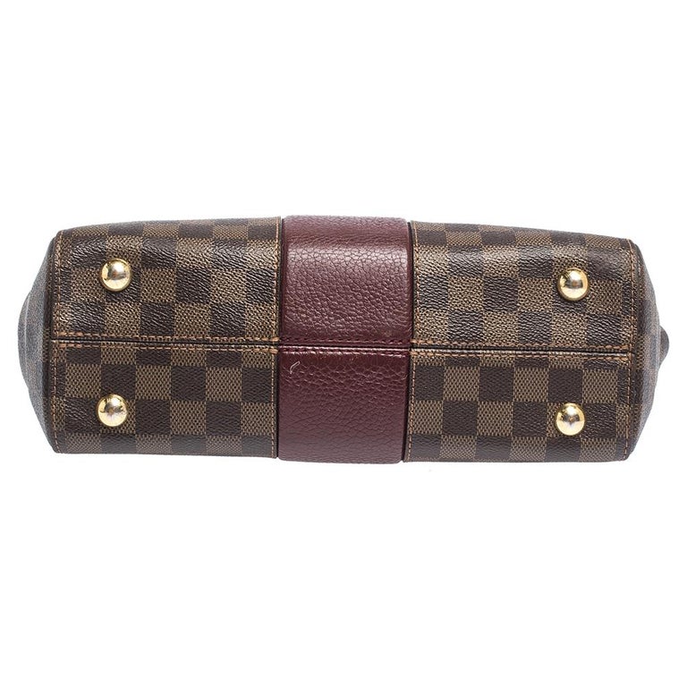 Louis Vuitton Bond Street Top Handle Bag Damier Burgundy Leather