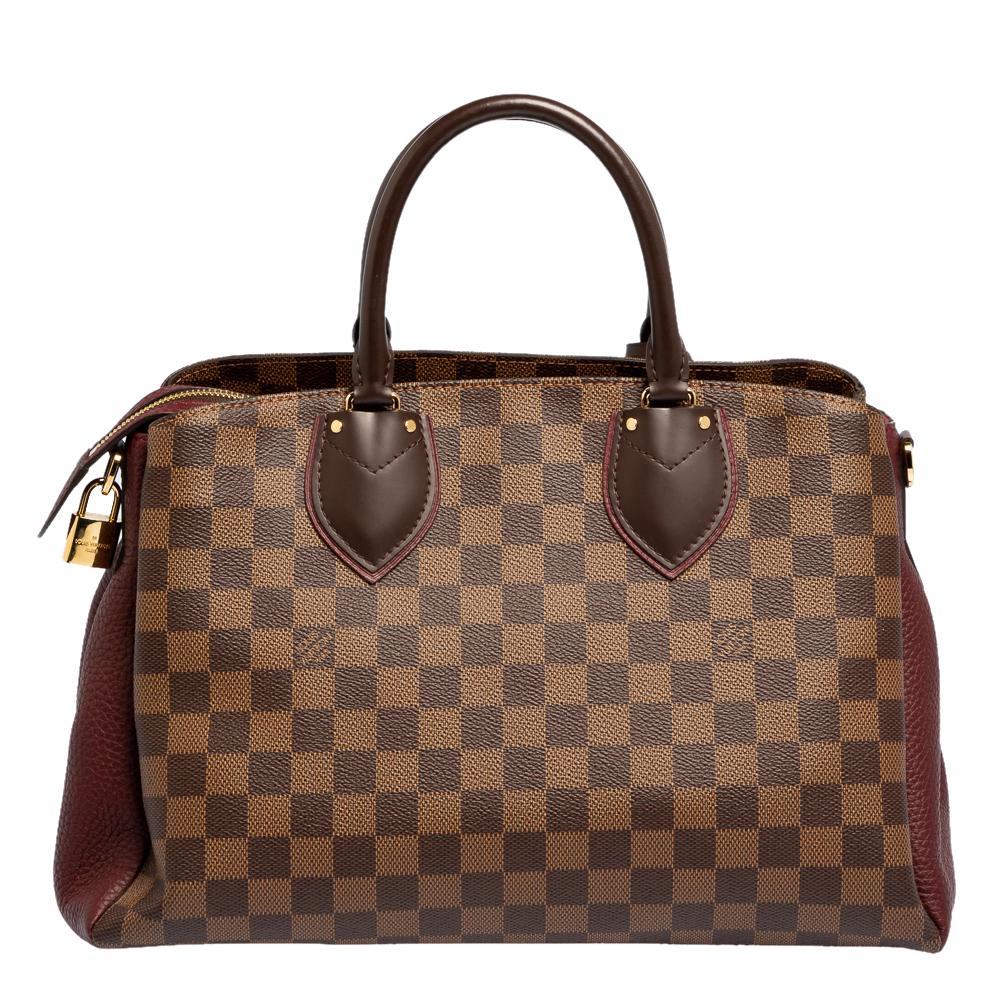 Louis Vuitton Bordeaux Damier Ebene Canvas and Taurillon Leather Normandy Bag In Good Condition In Dubai, Al Qouz 2