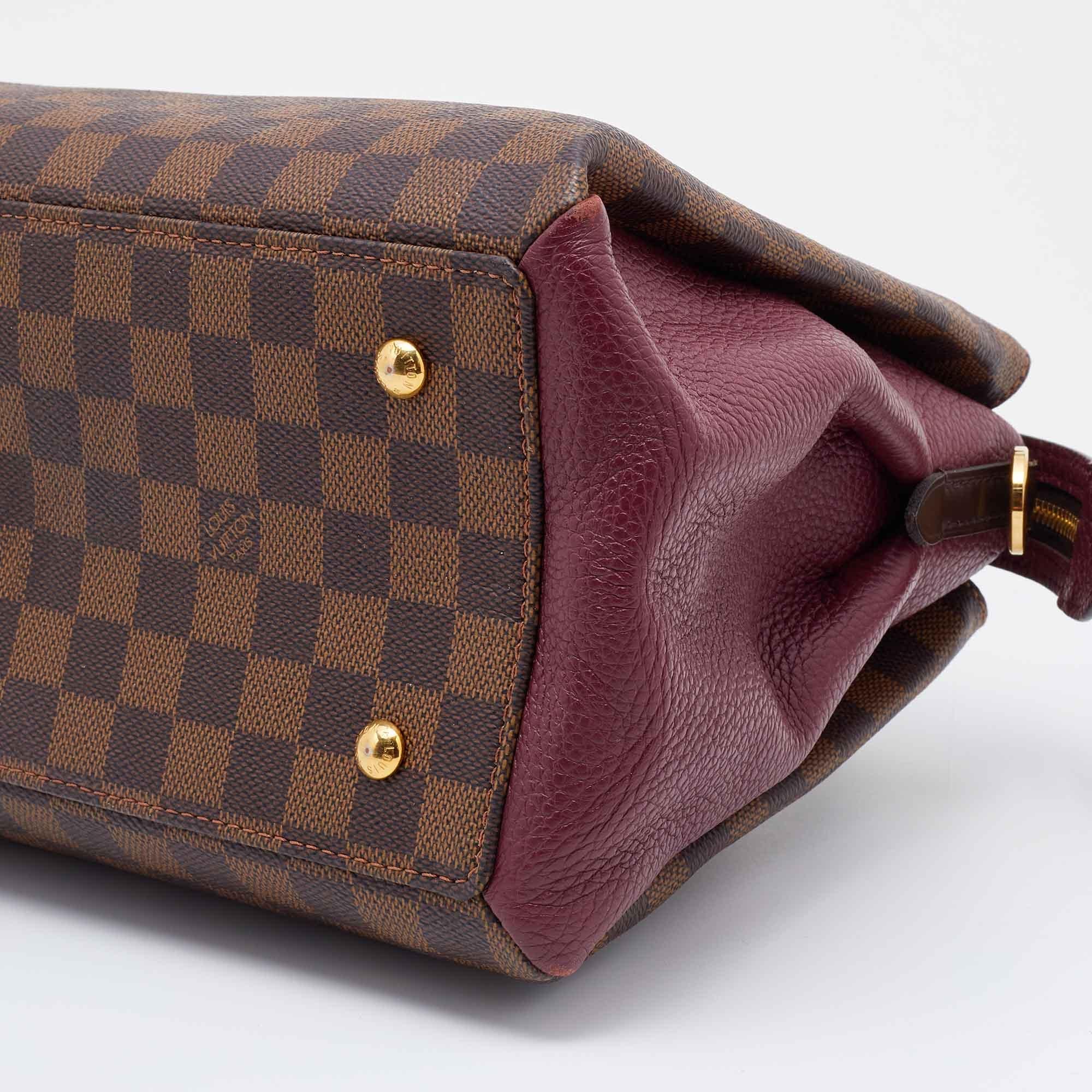 Women's Louis Vuitton Bordeaux Damier Ebene Canvas and Taurillon Leather Normandy Bag