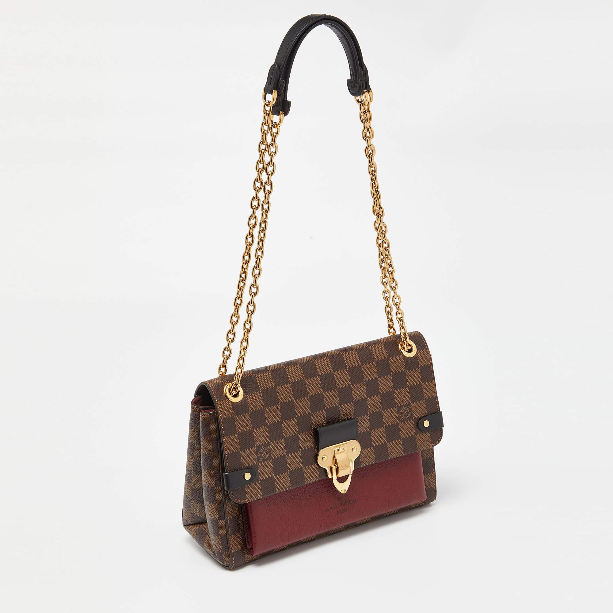 Brown Louis Vuitton Bordeaux Damier Ebene Canvas Vavin PM Bag