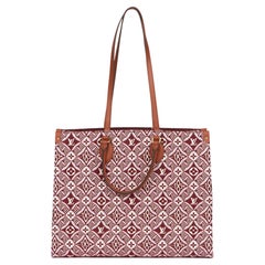 Louis Vuitton BORDEAUX JACQUARD & BROWN CALFSKIN LEATHER SINCE 1854 ONTHEGO GM