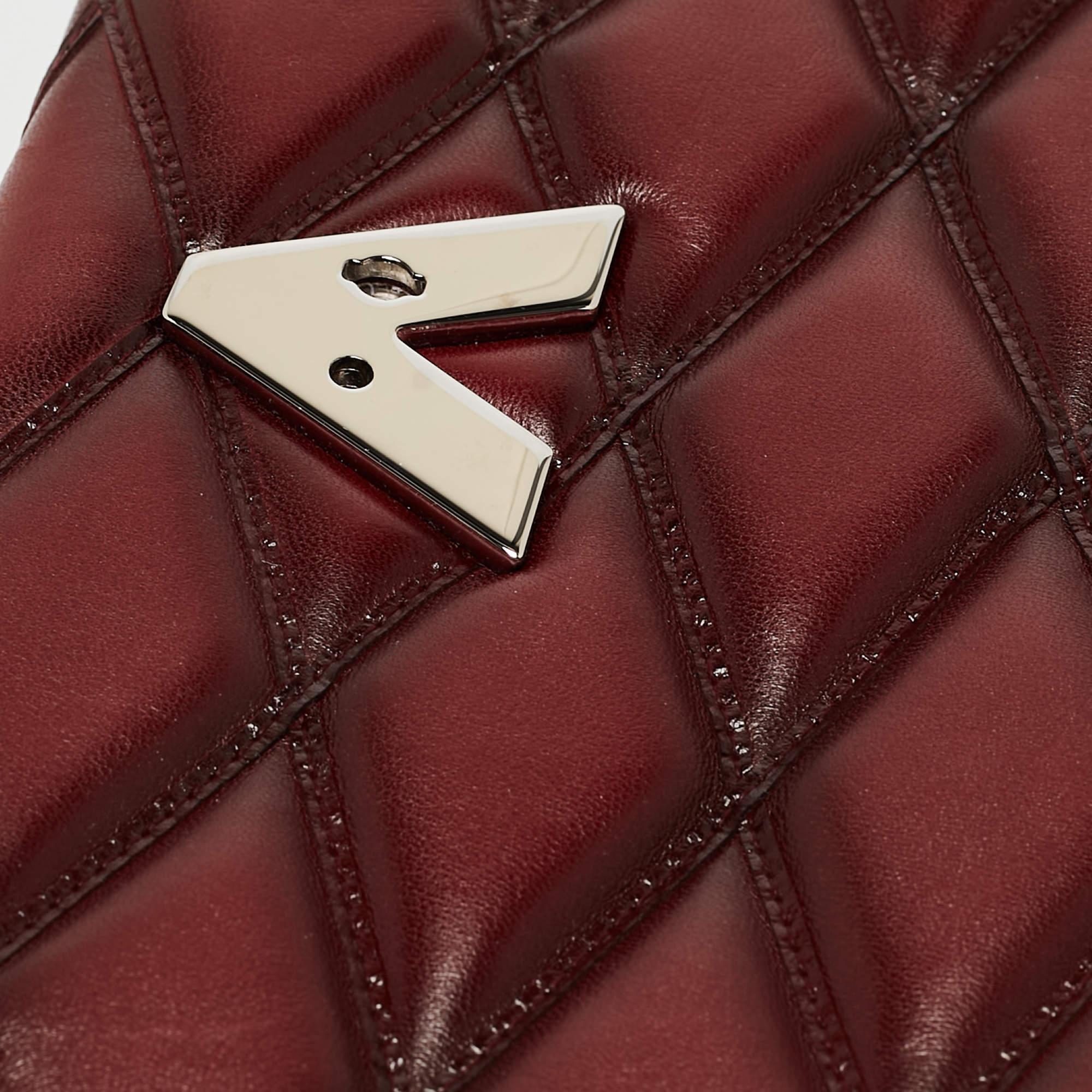Brown Louis Vuitton Bordeaux Malletage Leather GO-14 PM Bag