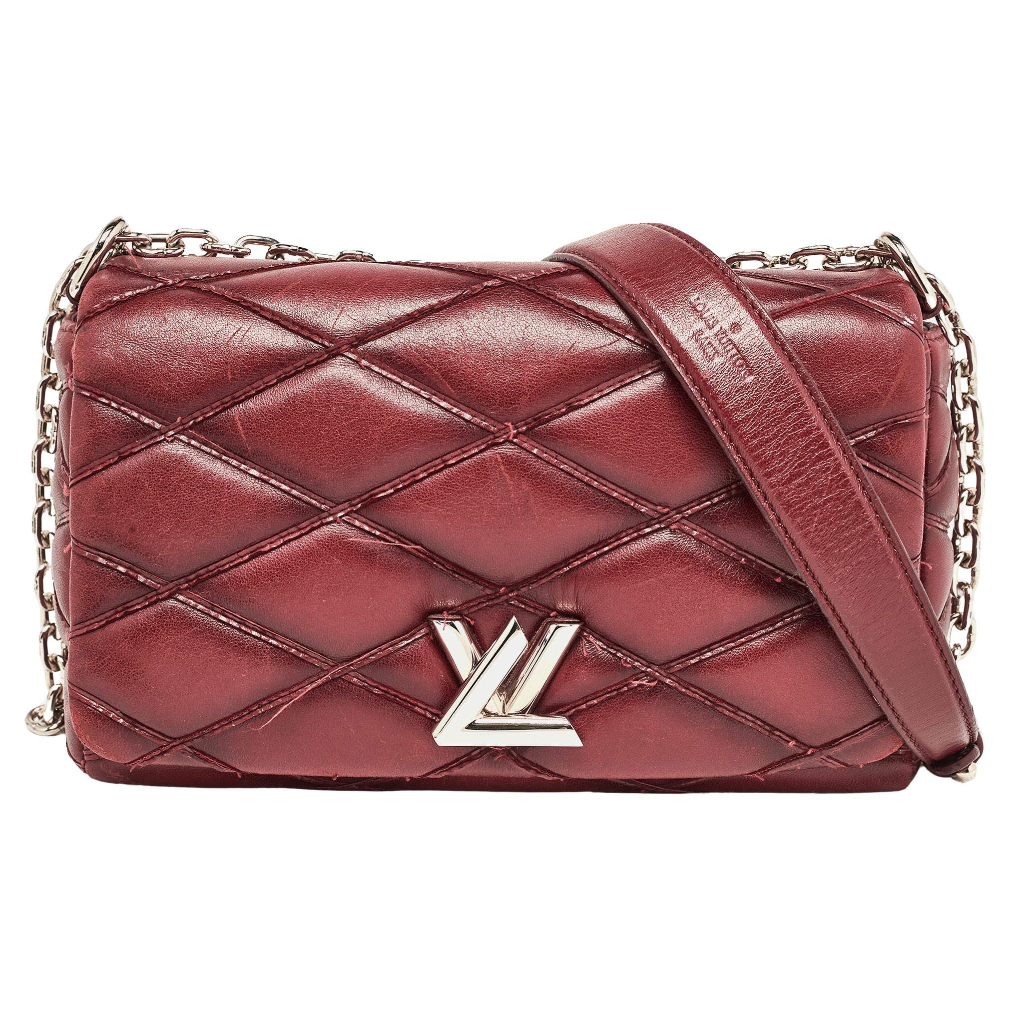 Louis Vuitton Bordeaux Malletage Leather GO-14 PM Bag For Sale