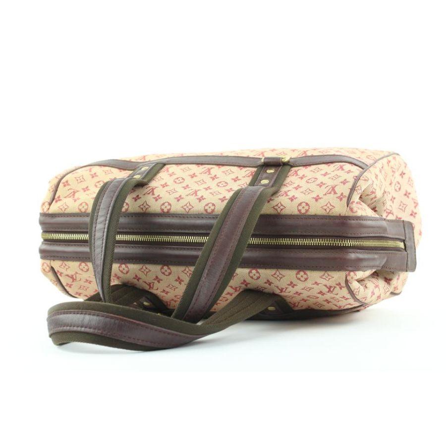 Louis Vuitton - Mini sac « Josephine GM Boston Speedy » en lin bordeaux avec monogramme  en vente 1