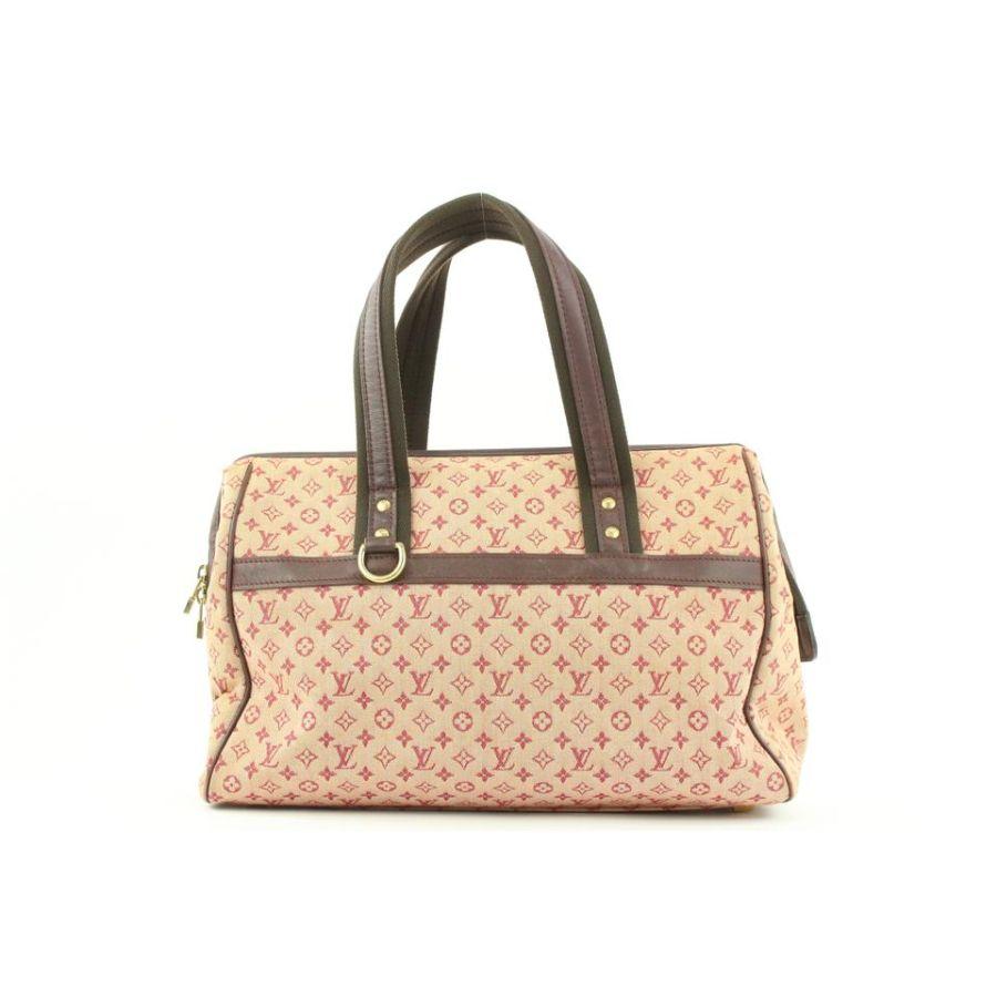 Louis Vuitton - Mini sac « Josephine GM Boston Speedy » en lin bordeaux avec monogramme  en vente 2