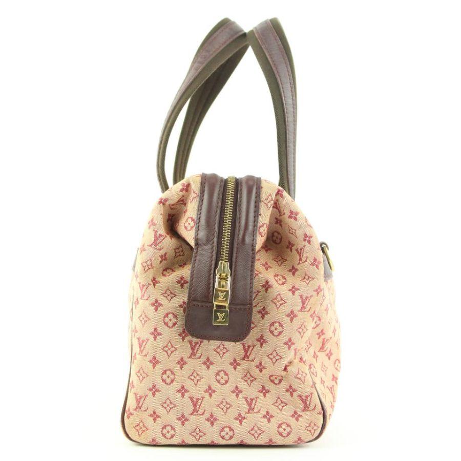 Louis Vuitton - Mini sac « Josephine GM Boston Speedy » en lin bordeaux avec monogramme  en vente 4
