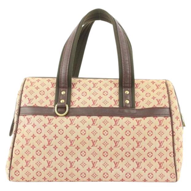 Louis Vuitton - Mini sac « Josephine GM Boston Speedy » en lin bordeaux avec monogramme  en vente