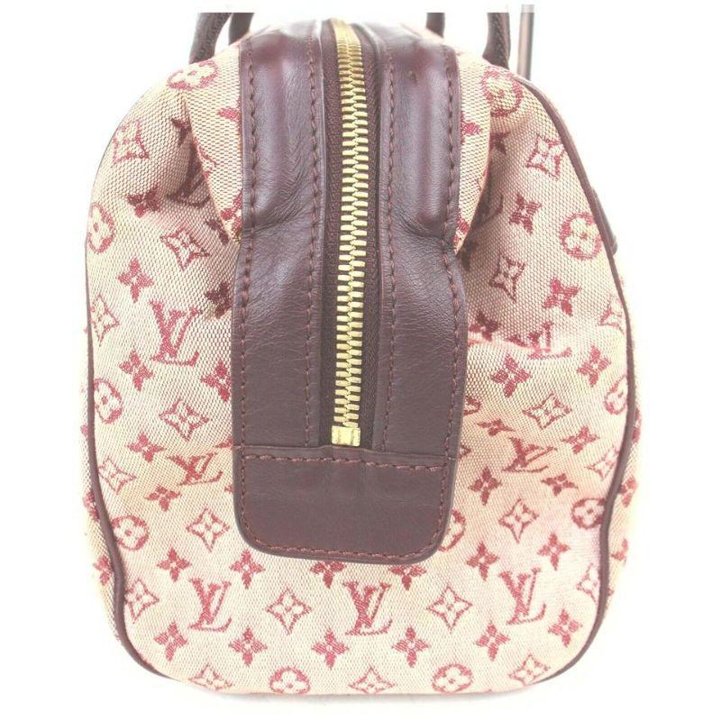 Louis Vuitton Bordeaux Monogram Mini Lin Red Josephine PM Speedy Boston Bag In Good Condition For Sale In Dix hills, NY