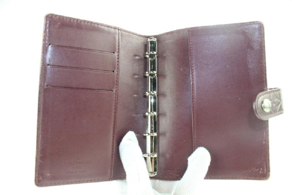 Louis Vuitton Bordeaux Monogram Vernis Mat Small Ring Agenda PM Diary Cover In Good Condition For Sale In Dix hills, NY