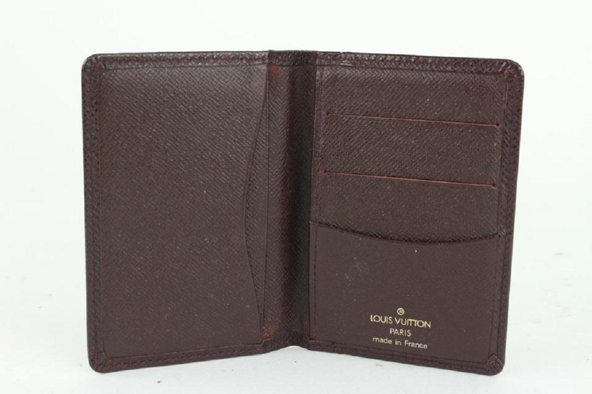 Black Louis Vuitton Bordeaux Taiga Leather Card Bifold Wallet Pocket Organizer 921lv66 For Sale