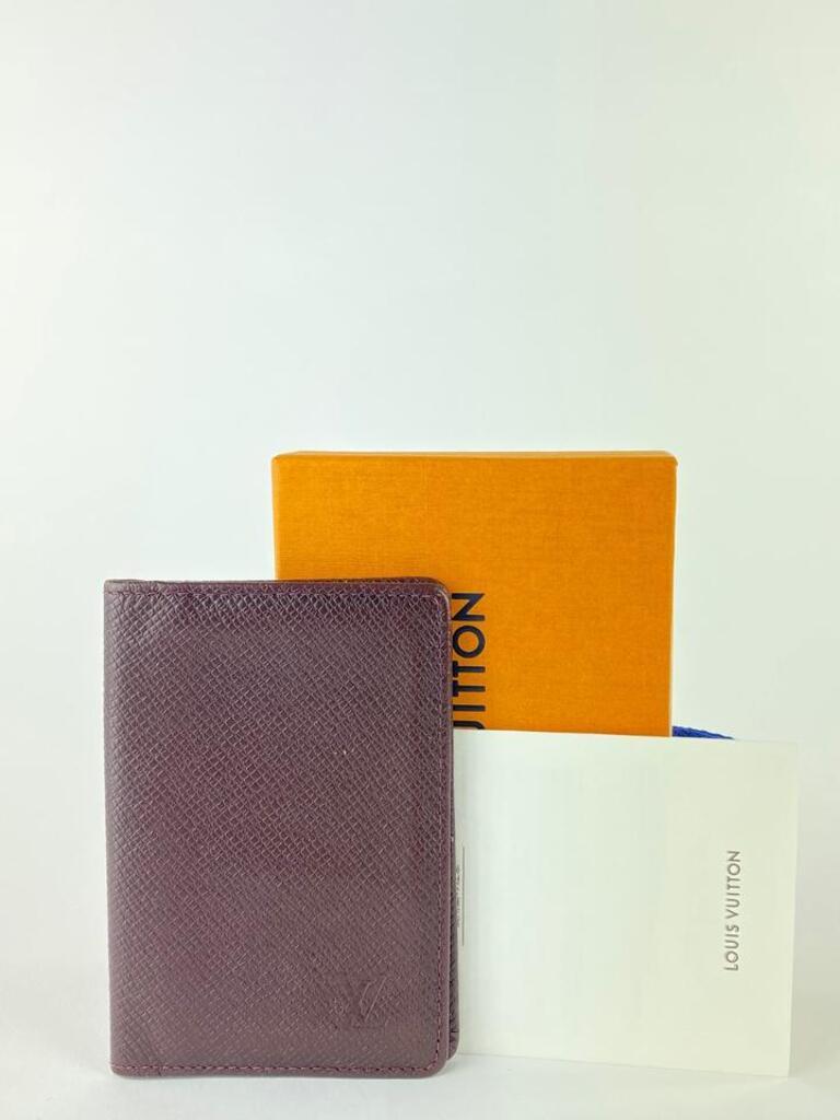 Gray Louis Vuitton Bordeaux Taiga Leather Card Case Wallet Holder 12l520 For Sale