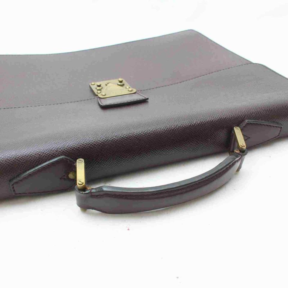 Louis Vuitton Bordeaux Taiga Leather Moskova Briefcase Attache 861514 In Good Condition In Dix hills, NY