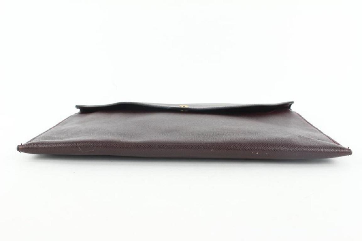 Louis Vuitton Bordeaux Taiga Leather Porte Documents Envelope Clutch 205lvs55 For Sale 3