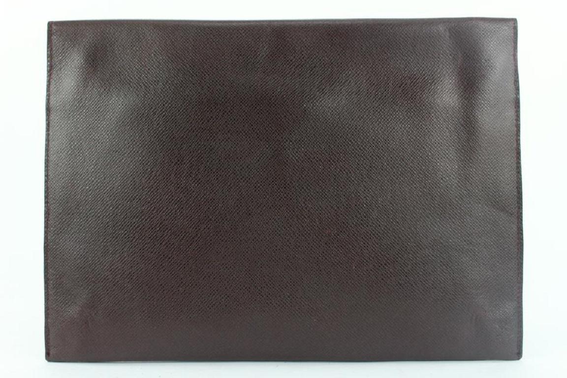 Women's Louis Vuitton Bordeaux Taiga Leather Porte Documents Envelope Clutch 205lvs55 For Sale