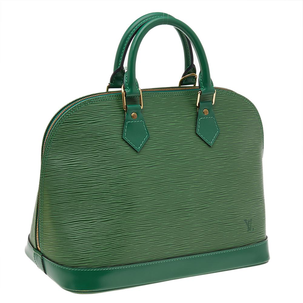 Gray Louis Vuitton Borneo Green Epi Leather Alma PM Bag