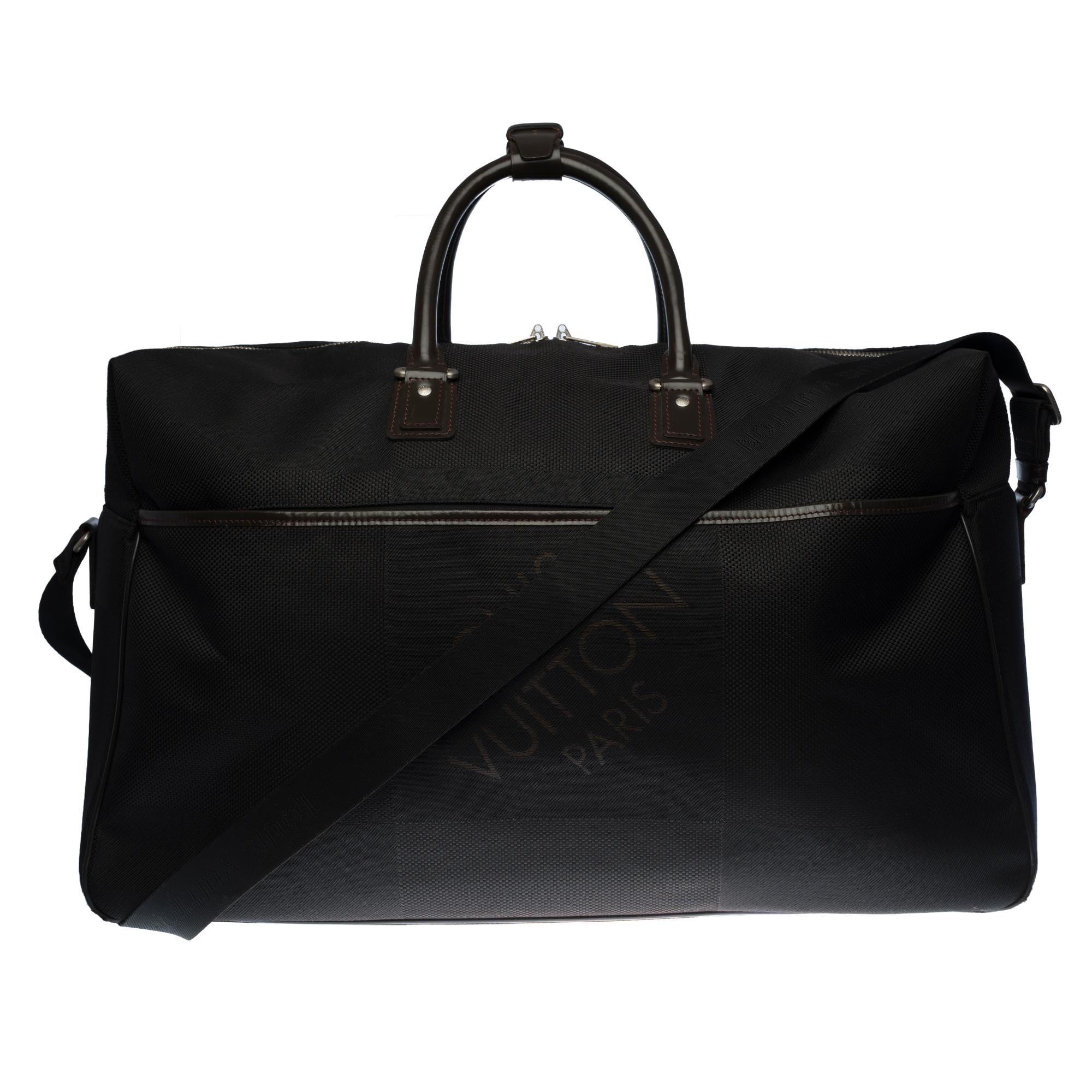 Louis Vuitton Boston 55  Travel bag strap in black canvas and silver hardware