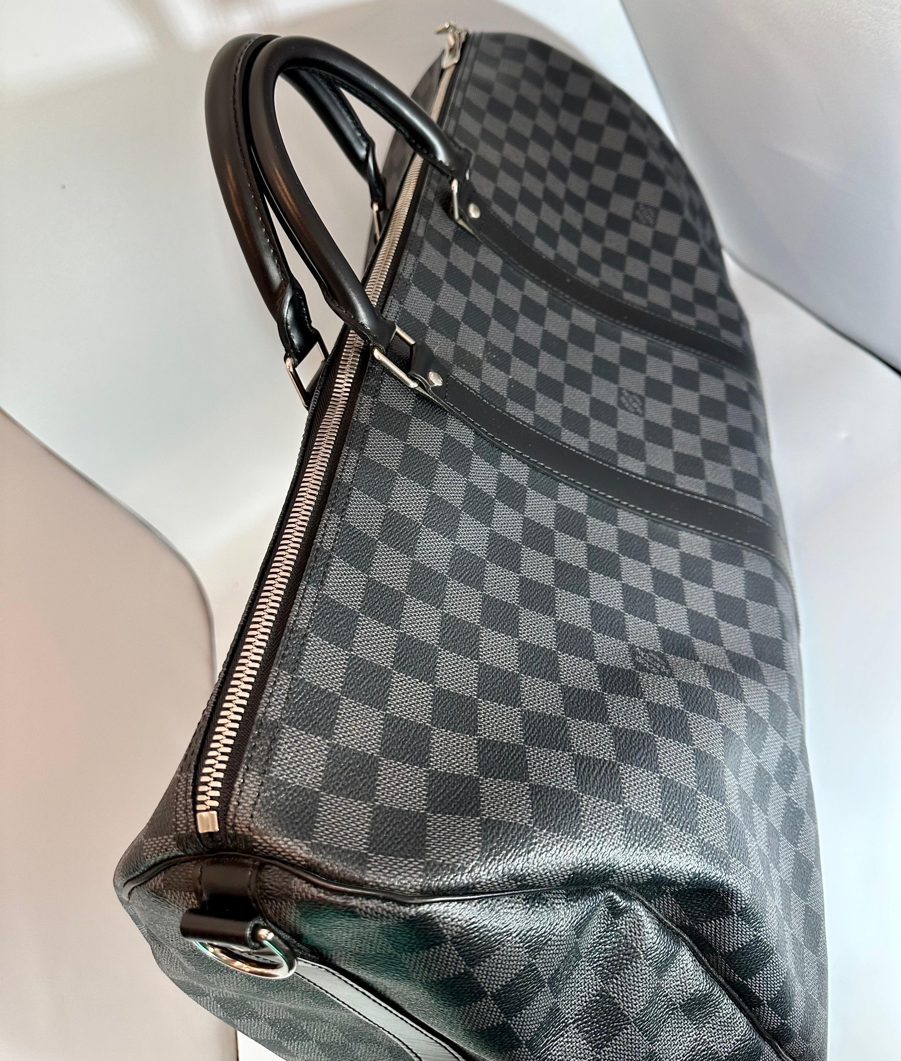Louis Vuitton Boston Bag Keepall Bandouliere 55 Damier Graphite MB 2150 France For Sale 7