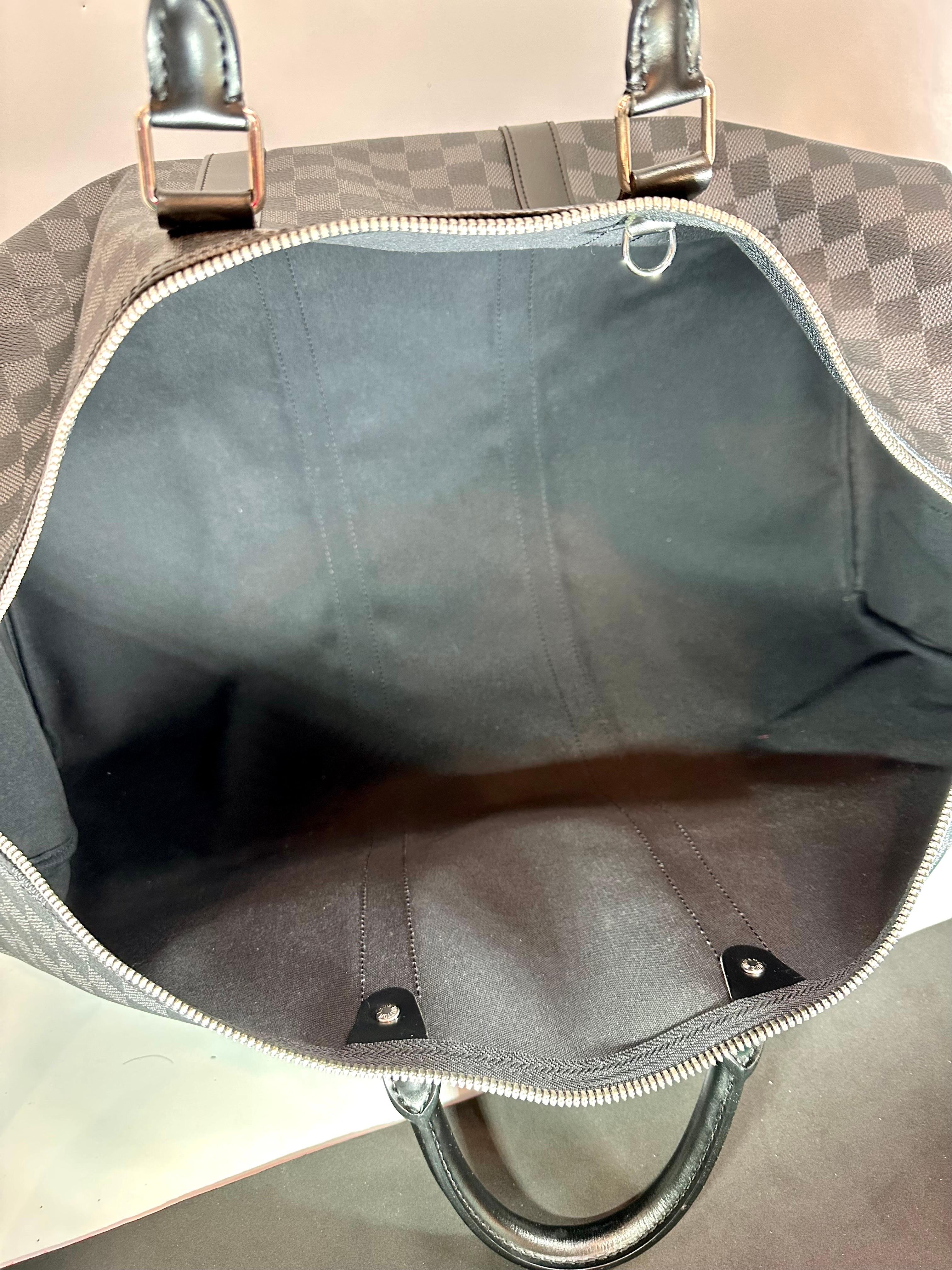 Louis Vuitton Boston Bag Keepall Bandouliere 55 Damier Graphite MB 2150 France For Sale 9