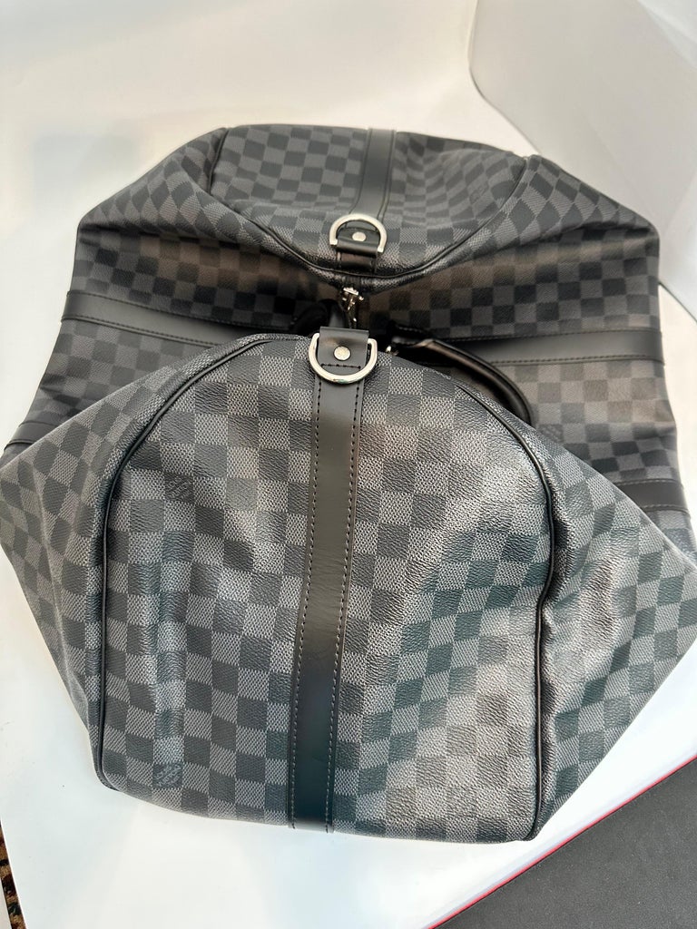Louis Vuitton Boston Bag Keepall Bandouliere 55 Damier Graphite MB 2150  France For Sale at 1stDibs