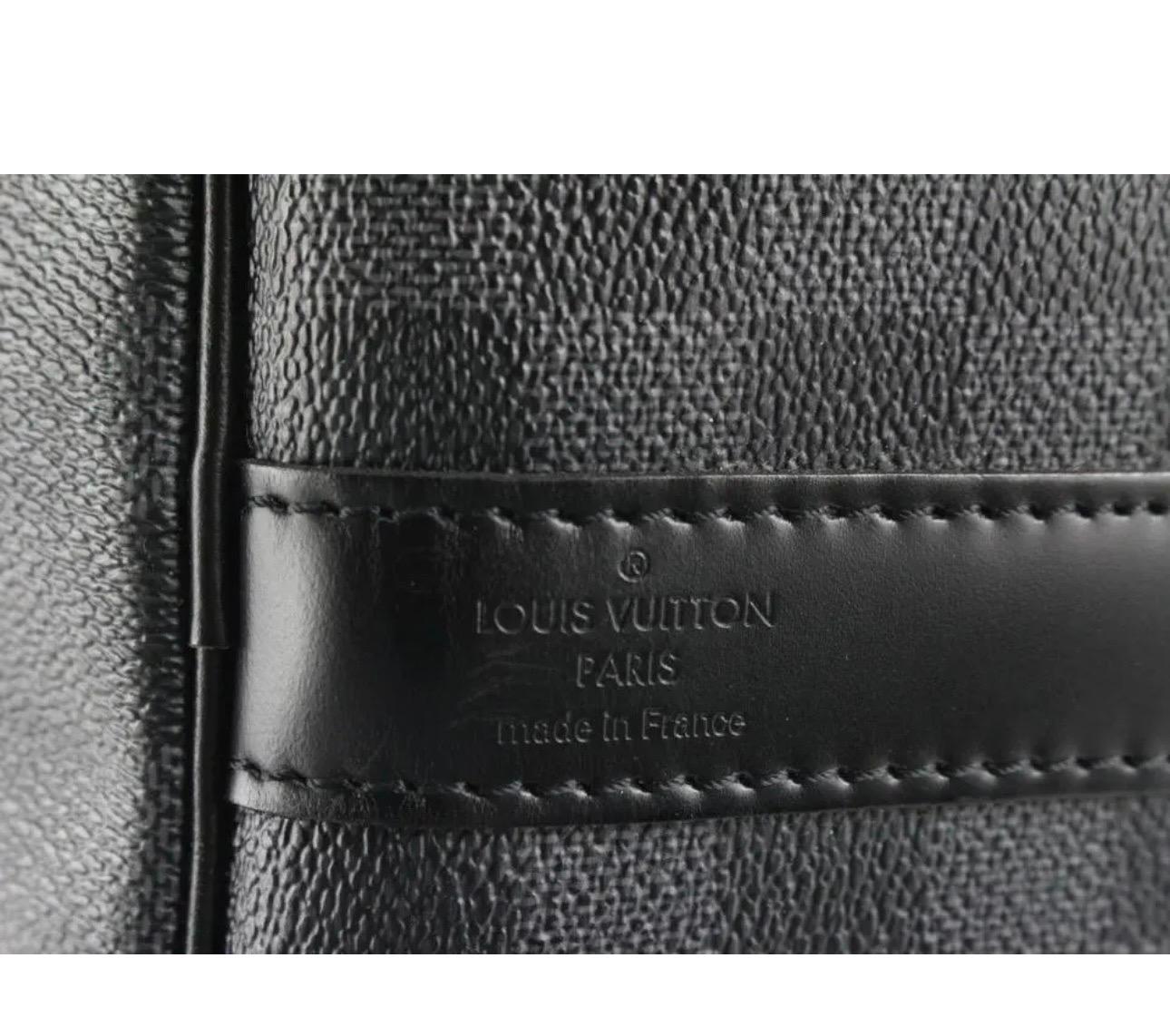 Gris Louis Vuitton Boston - Sac Keepall - Bandoulière 55 Damier Graphite MB 2150 France en vente