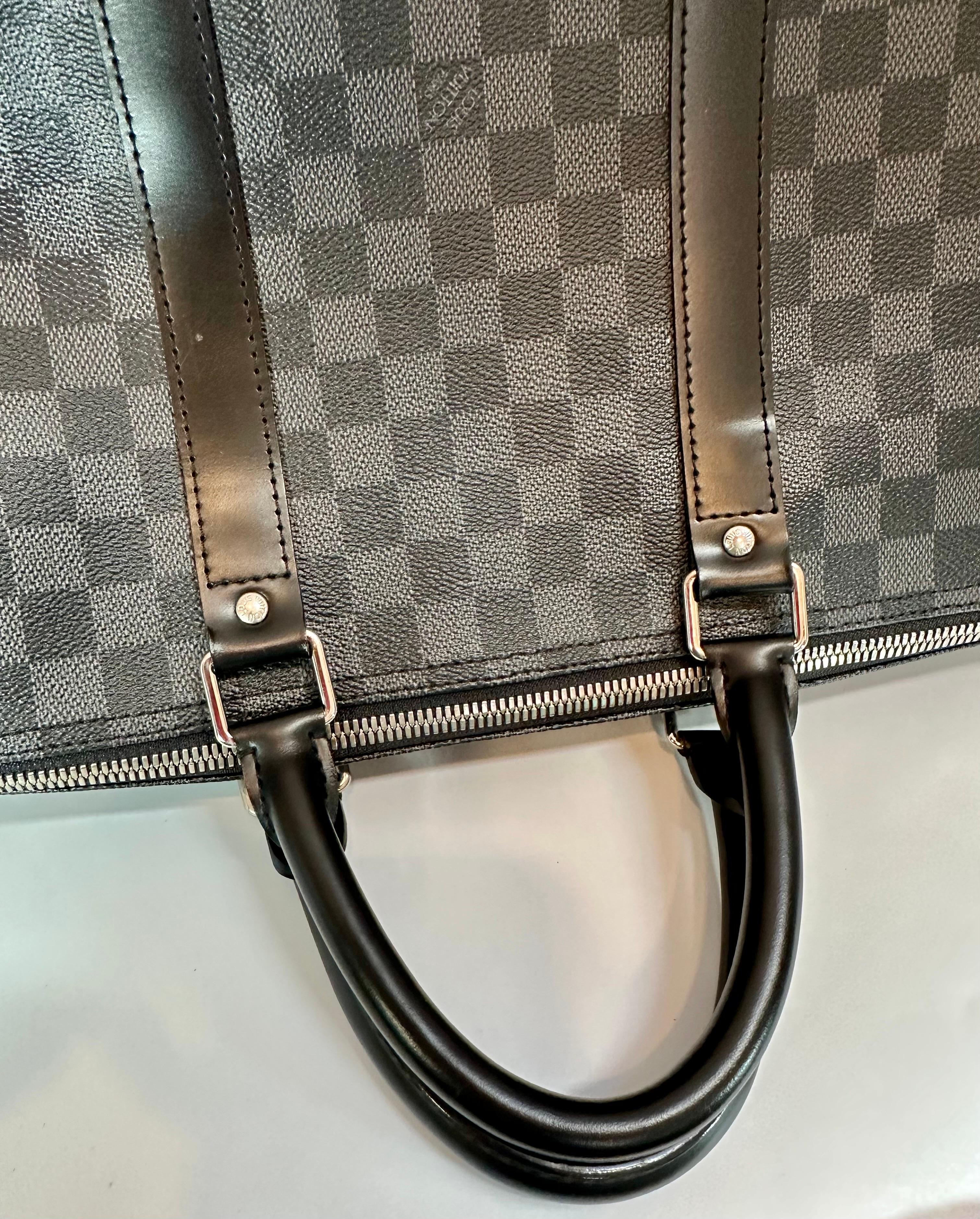 Louis Vuitton Boston Bag Keepall Bandouliere 55 Damier Graphite MB 2150 France For Sale 4