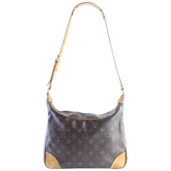 Vintage Louis Vuitton Boulogne Hobo Zip 2lr0626 Brown Coated Canvas Shoulder Bag