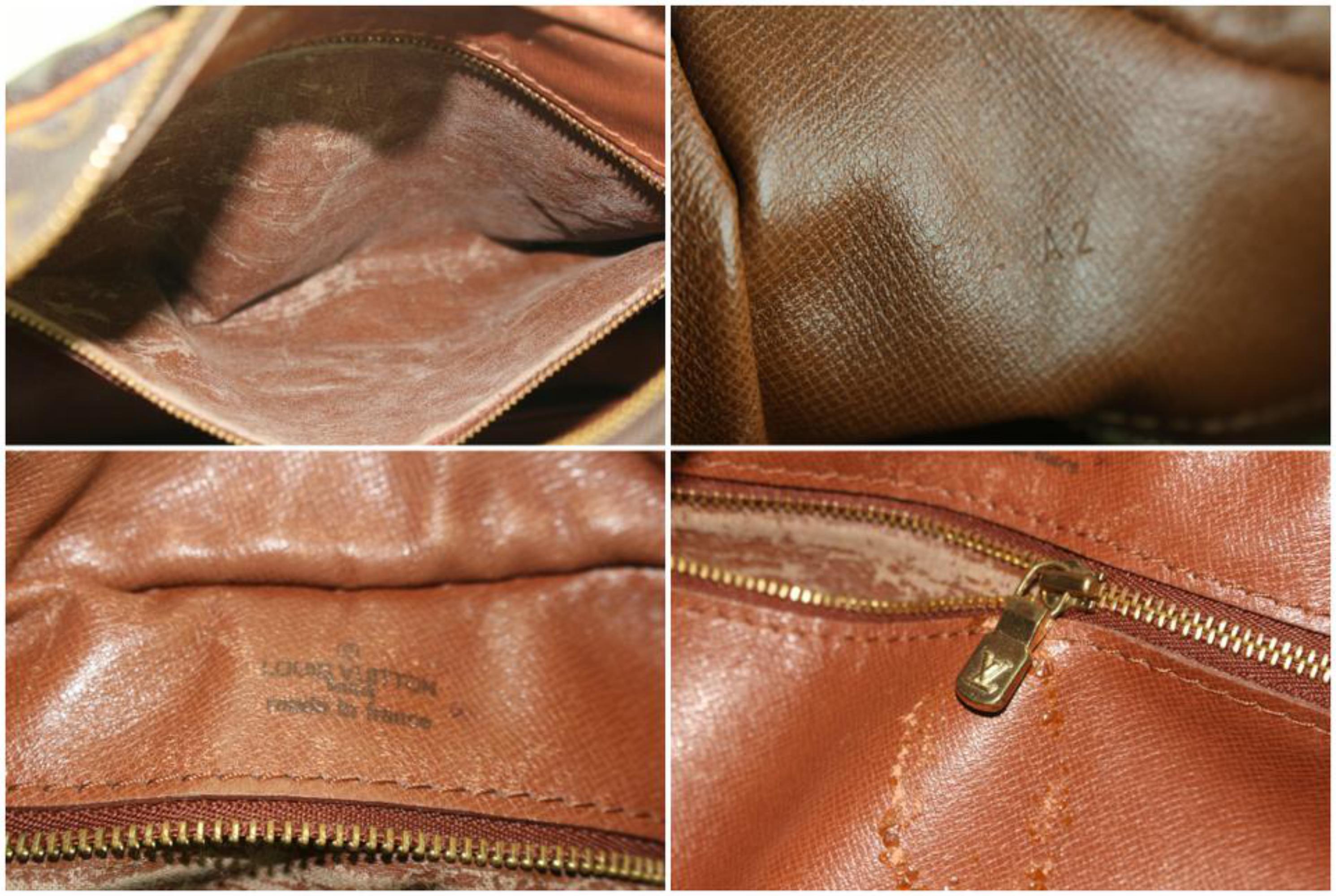 Louis Vuitton Boulogne Monogram Zip 1lz1217 Brown Coated Canvas Hobo Bag In Fair Condition For Sale In Forest Hills, NY