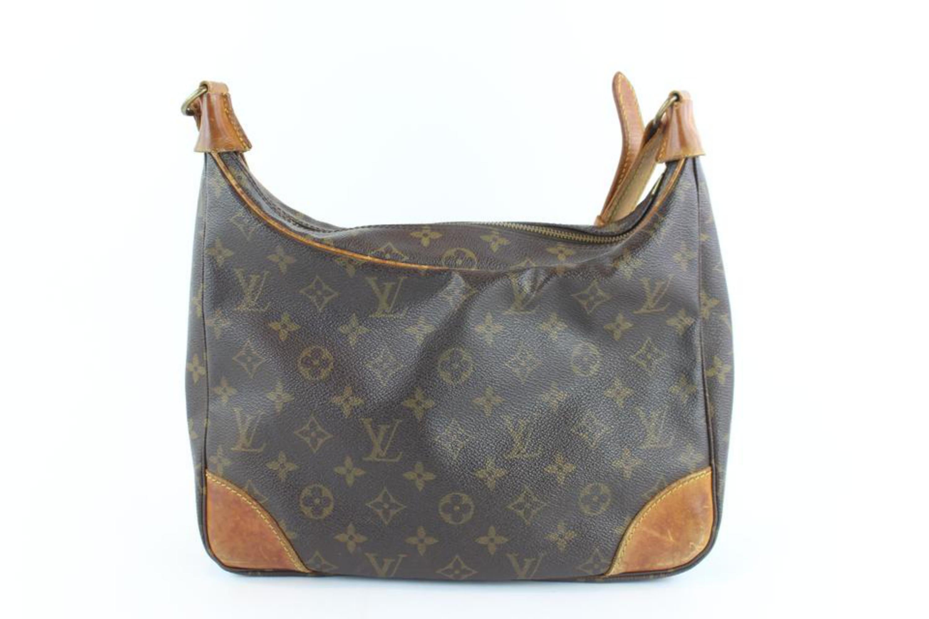Louis Vuitton Boulogne Monogram Zip 1lz1217 Brown Coated Canvas Hobo Bag For Sale 4