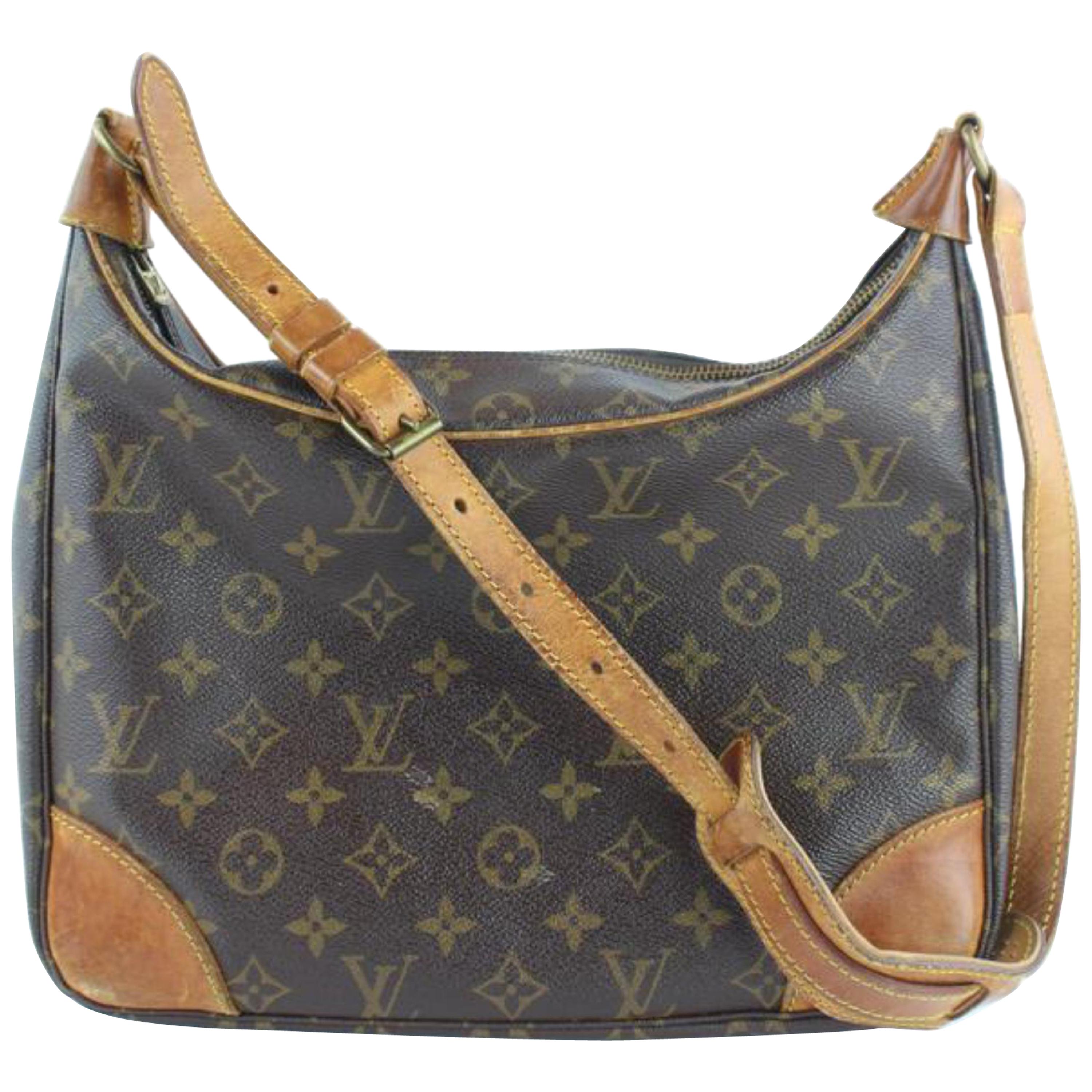 Louis Vuitton Boulogne Monogram Zip 1lz1217 Brown Coated Canvas Hobo Bag For Sale