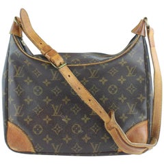 Vintage Louis Vuitton Boulogne Monogram Zip 1lz1217 Brown Coated Canvas Hobo Bag