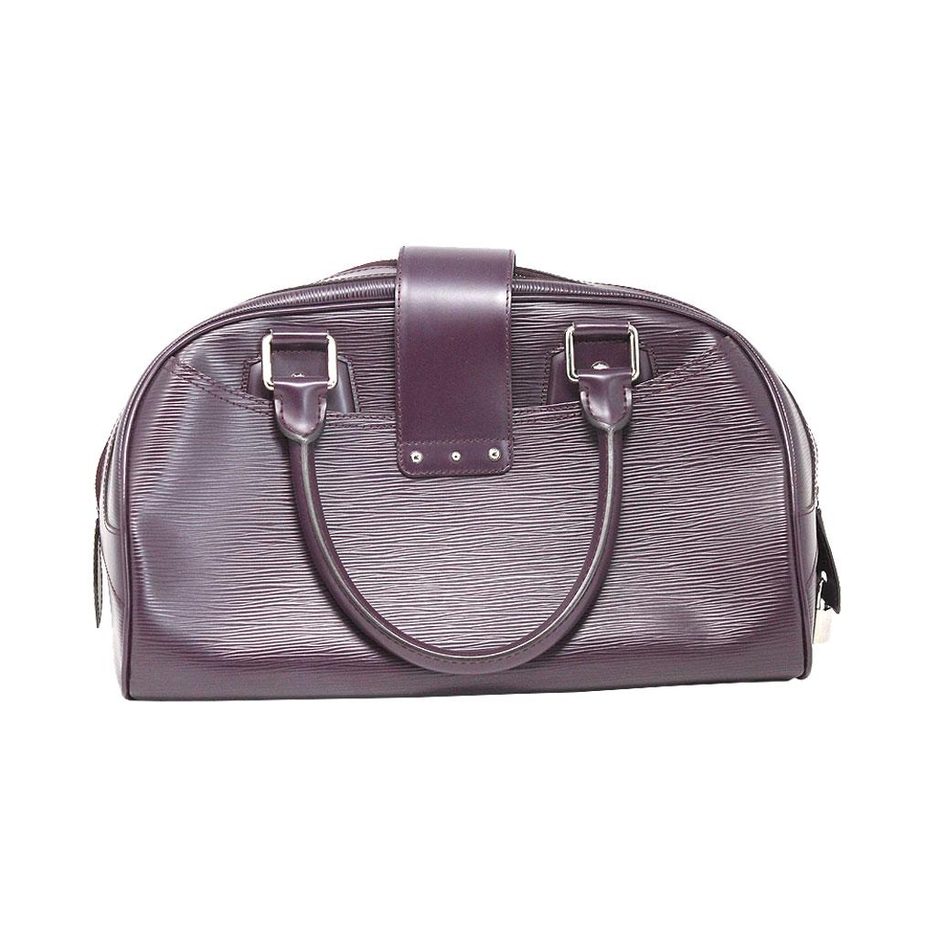 Brand: Louis Vuitton
Style: Bowling Handbag
Handles: Purple leather rolled handles, Drop: 6