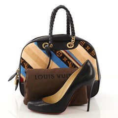 Louis Vuitton Bowling Vanity Handbag Printed Tuffetage with Leather