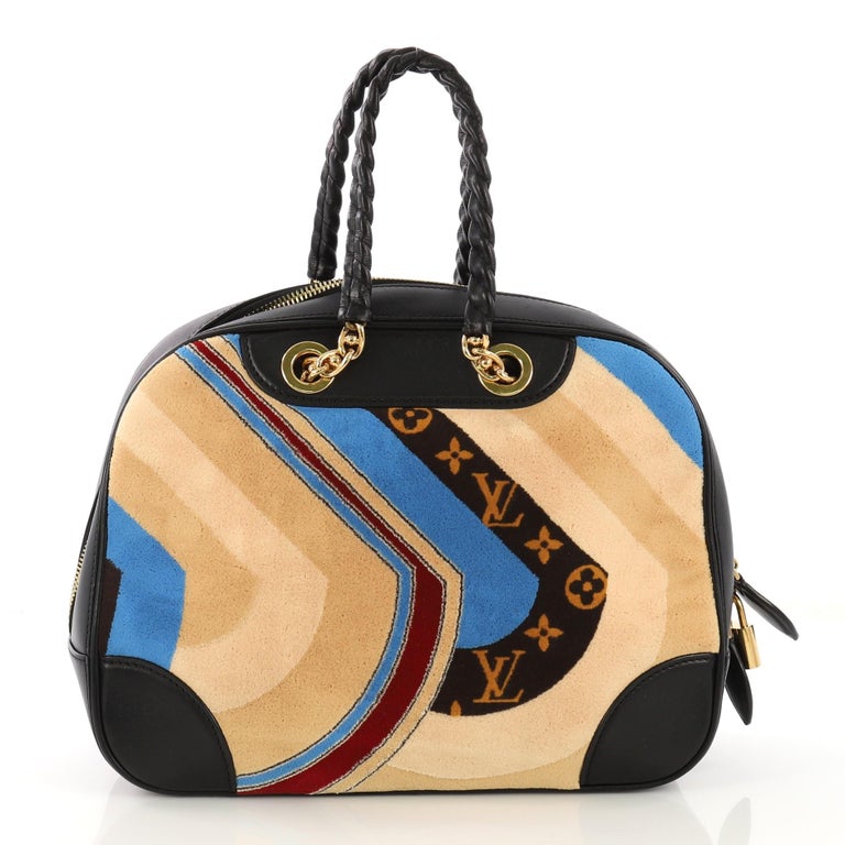 Louis Vuitton Bowling Vanity Handbag Printed Tuffetage with Leather at 1stdibs