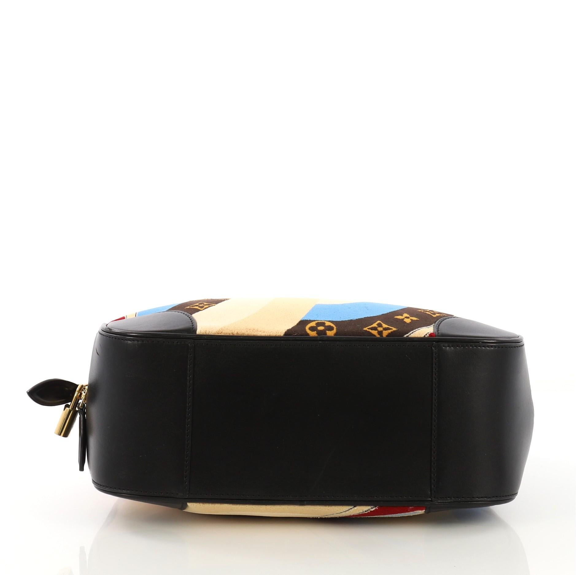 Women's Louis Vuitton Bowling Vanity Handbag Printed Tuffetage with Leather