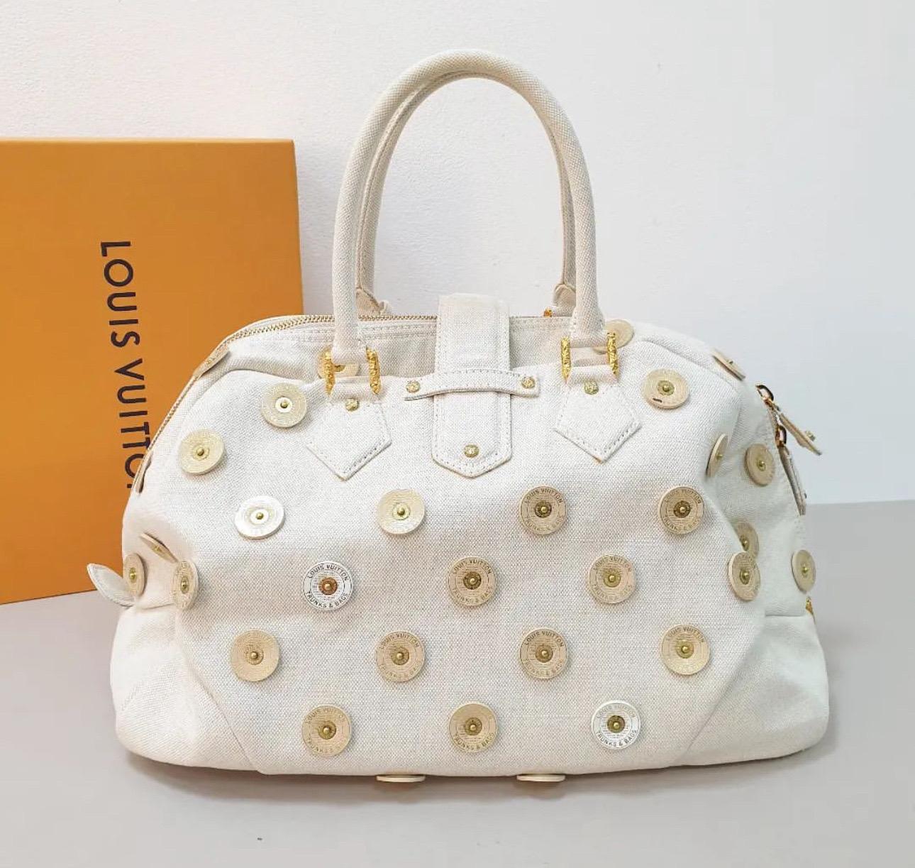 LOUIS VUITTON Bowly Polka Dot Panama Bag For Sale 1