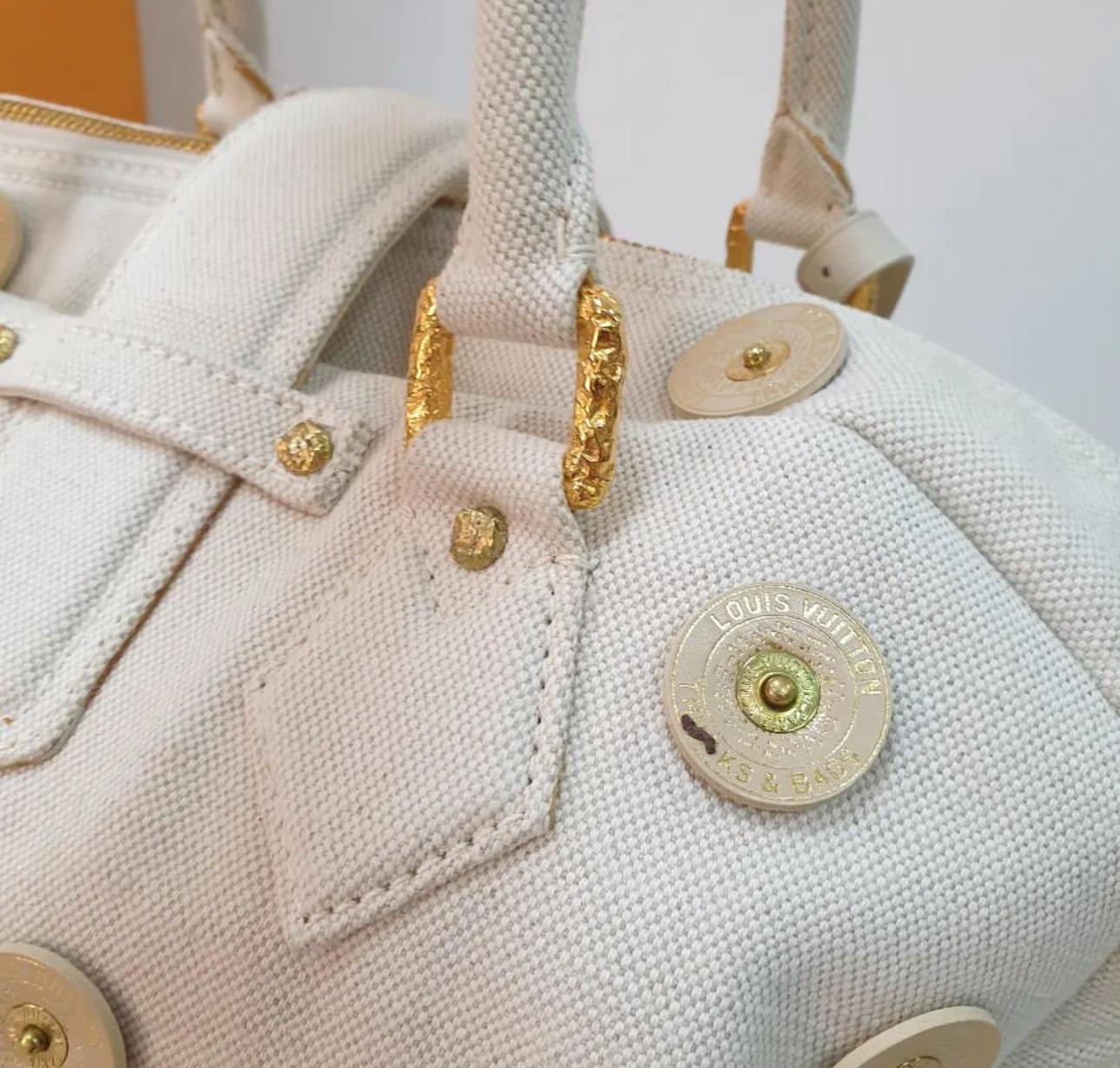 LOUIS VUITTON Bowly Polka Dot Panama Bag For Sale 2