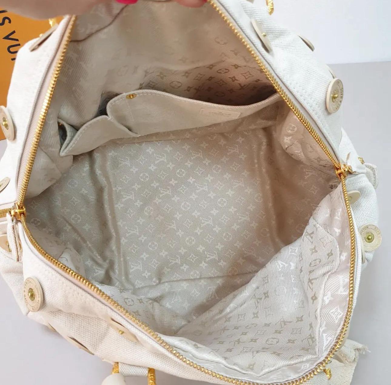 LOUIS VUITTON Bowly Polka Dot Panama Bag For Sale 4