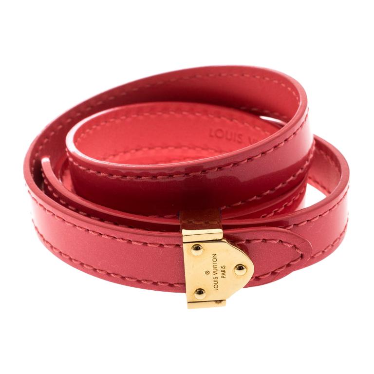 Louis Vuitton Box It Pink Leather Gold Tone Wrap Bracelet 17 For