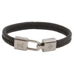 Louis Vuitton Braid Twist Leather Bracelet Black