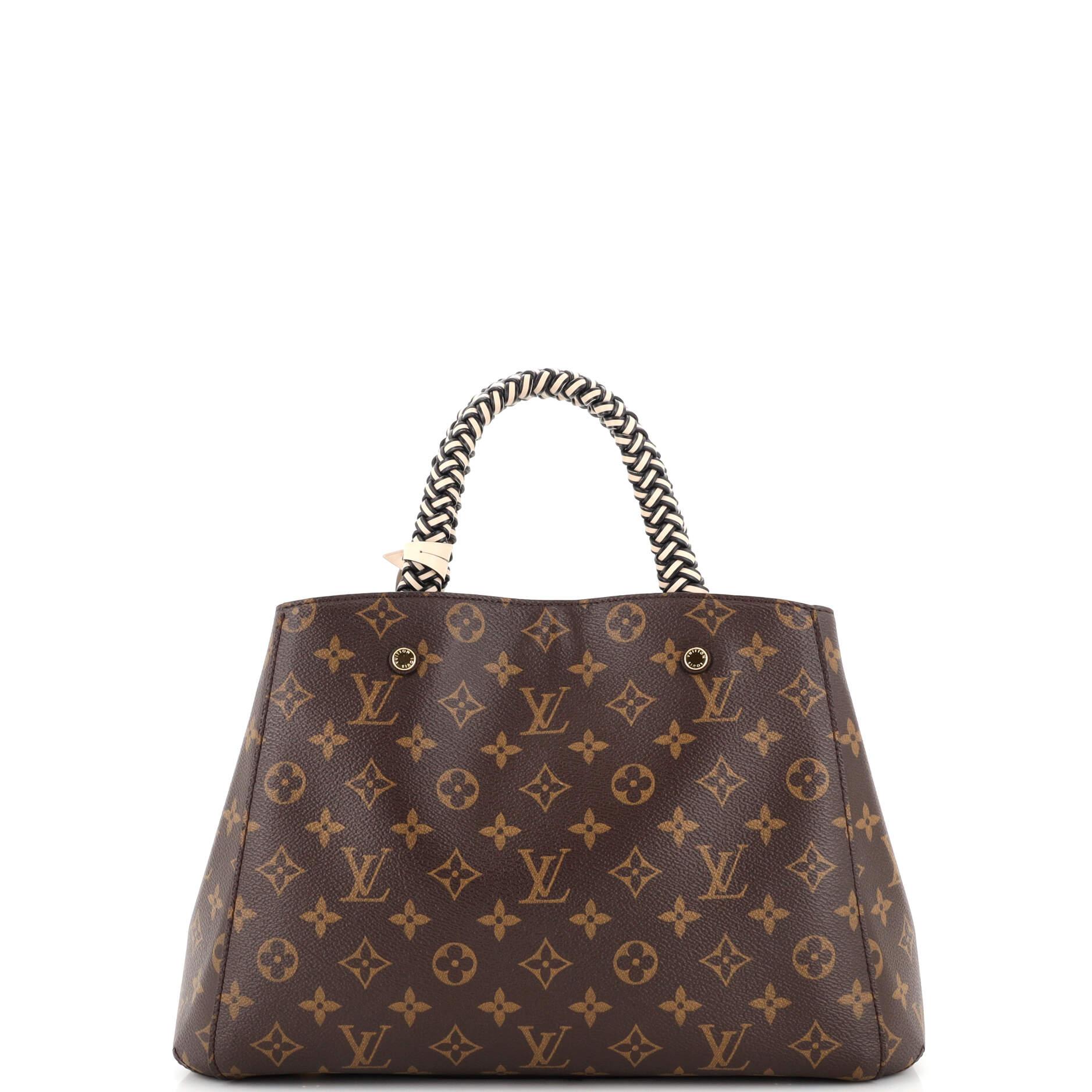 Louis Vuitton Braided Handle Montaigne Handbag Monogram Canvas MM In Good Condition In NY, NY