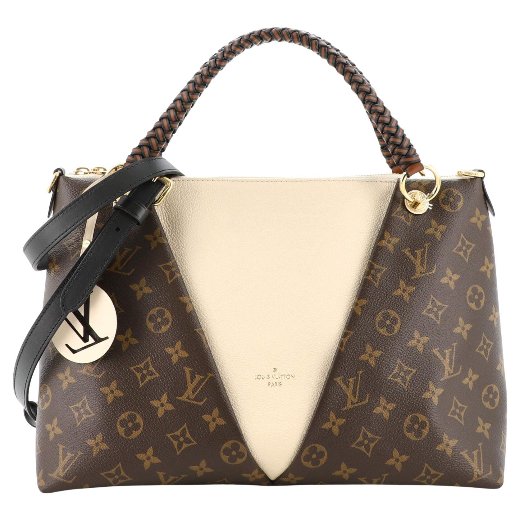 Louis Vuitton Braided Handle V Tote Monogram Canvas and Leather MM For Sale  at 1stDibs