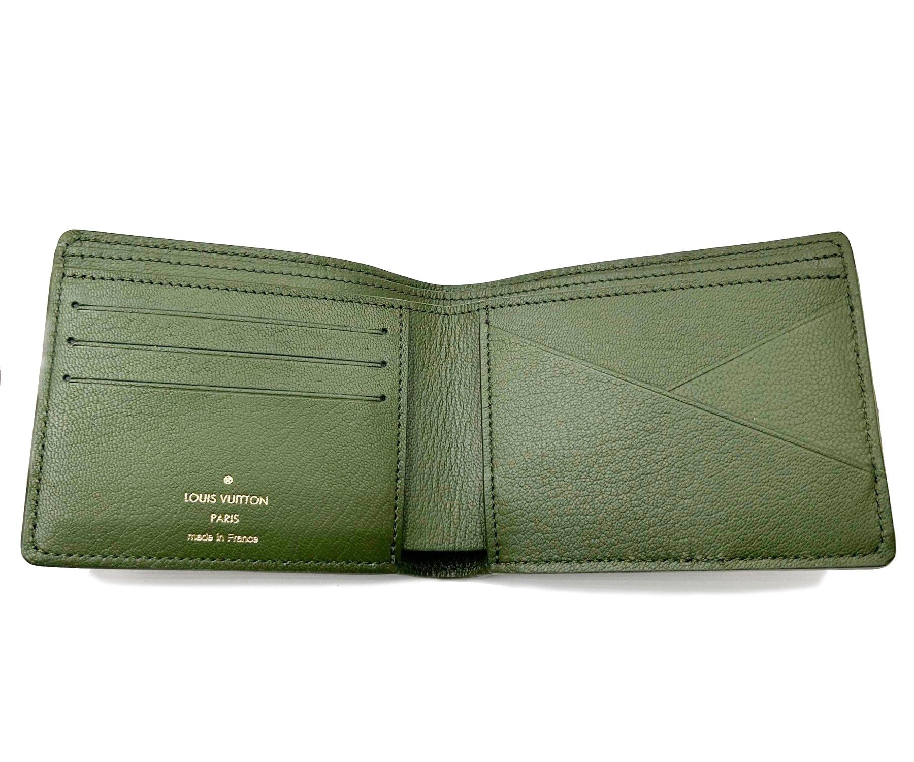 Louis Vuitton Brand New Exotics Green Ostrich Folded Wallet In New Condition In Pasadena, CA