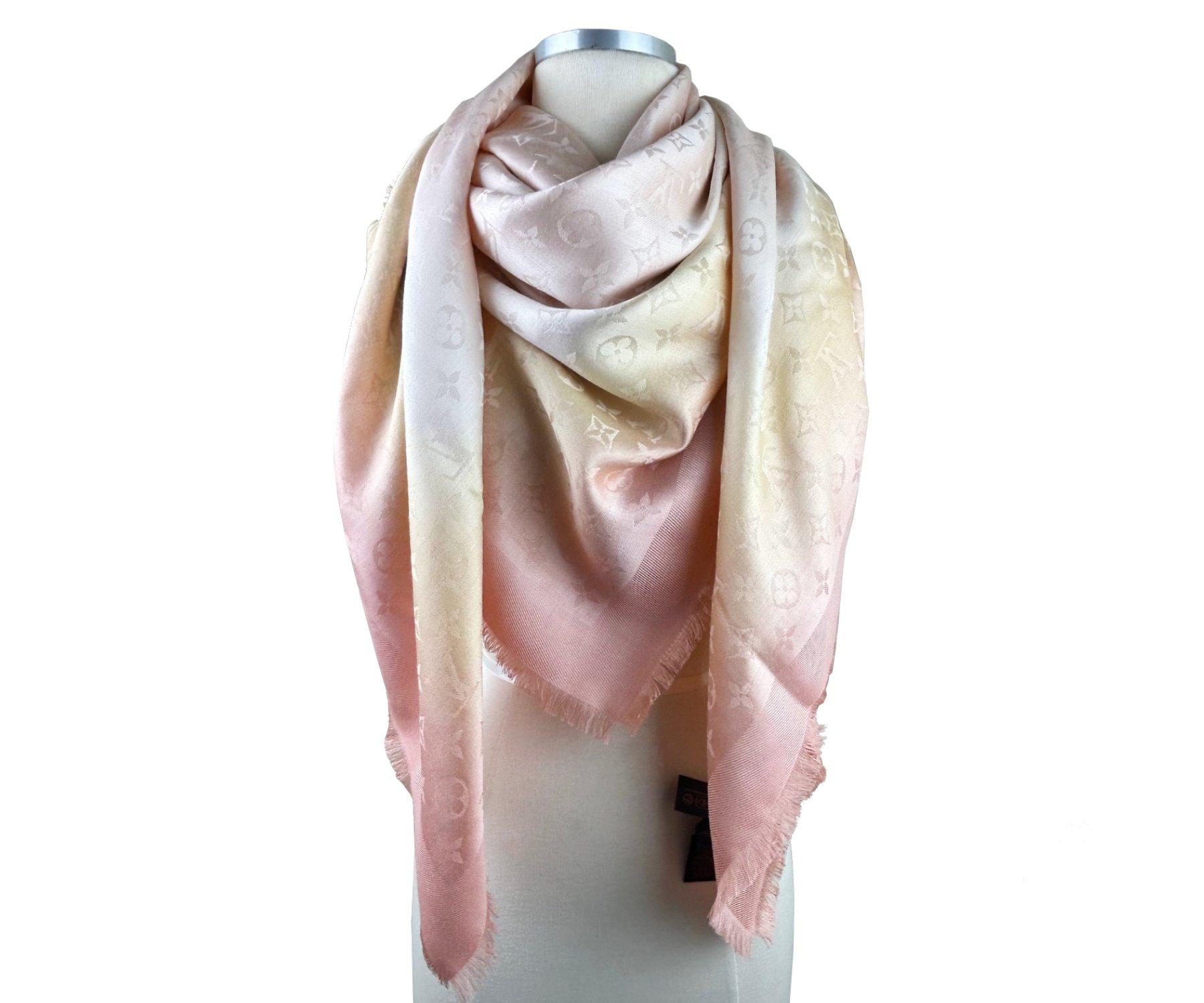 Beige Louis Vuitton Brand New Sold out Ombre Brush Jaune Chale Shawl Scarf For Sale