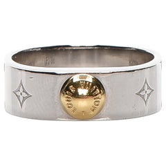 Louis Vuitton Brass Monogram Engraved Nanogram Ring M Palladium