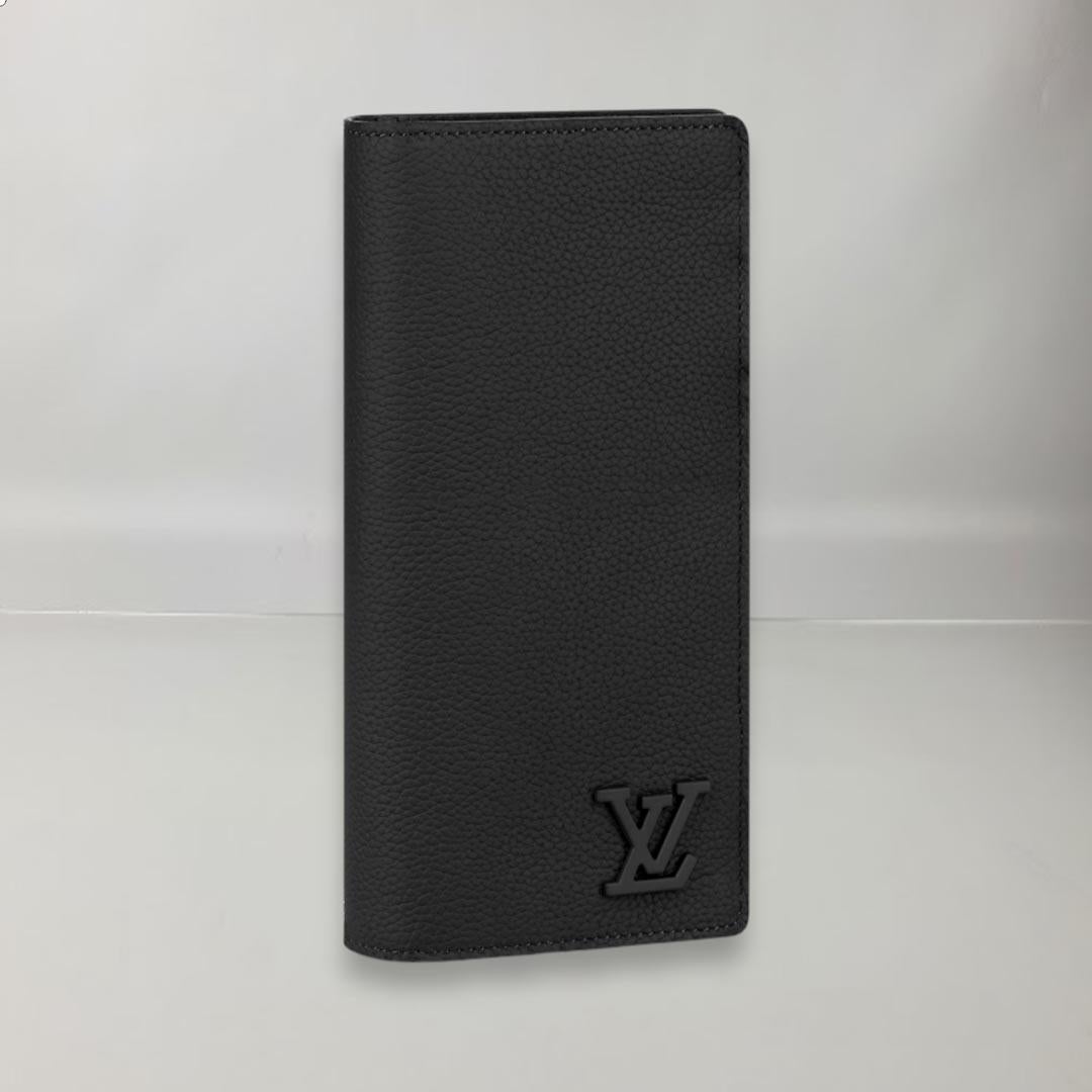 Louis Vuitton Brazza Wallet Black Grained Calfskin 1