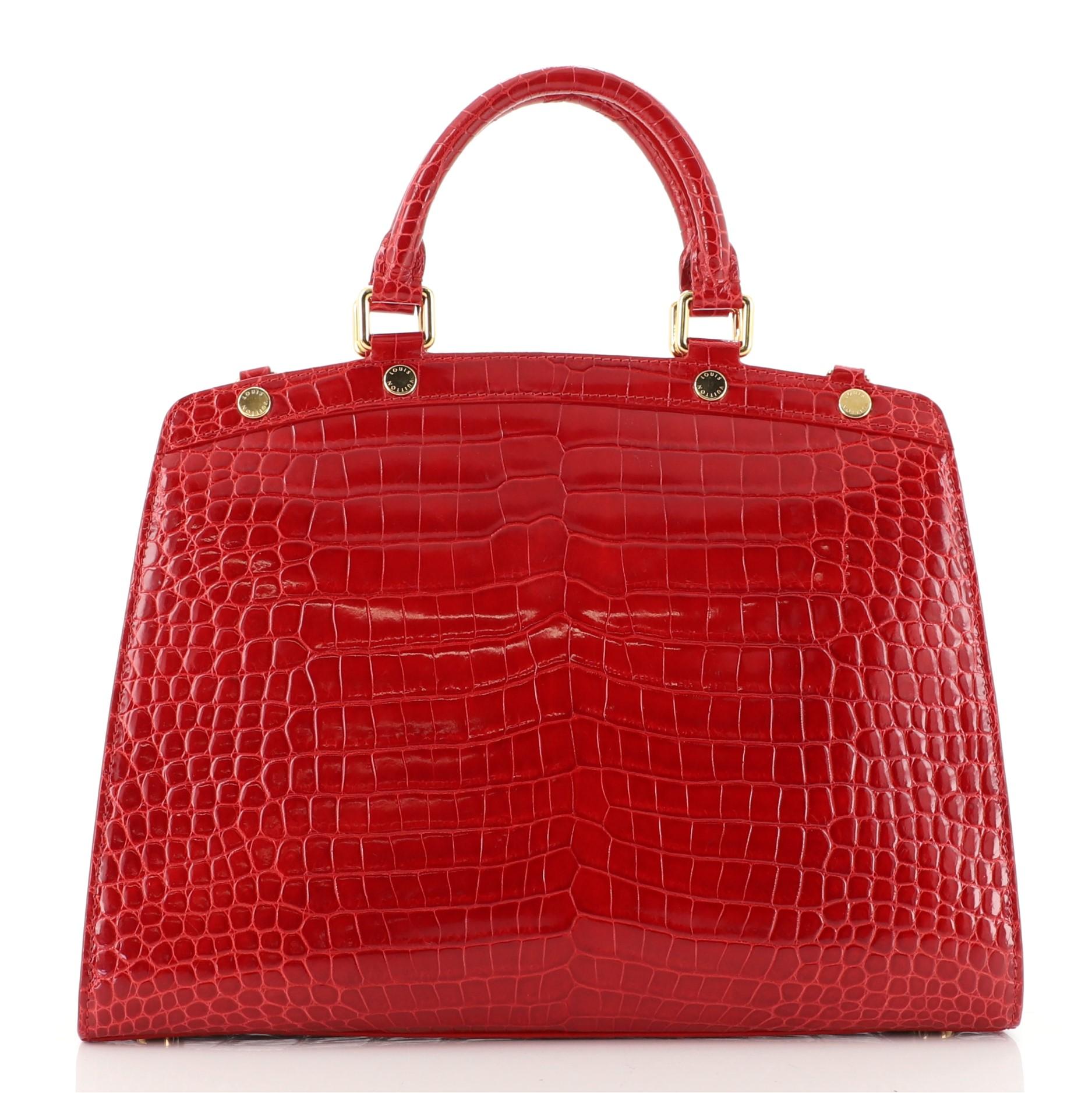Red Louis Vuitton Brea Handbag Crocodile MM