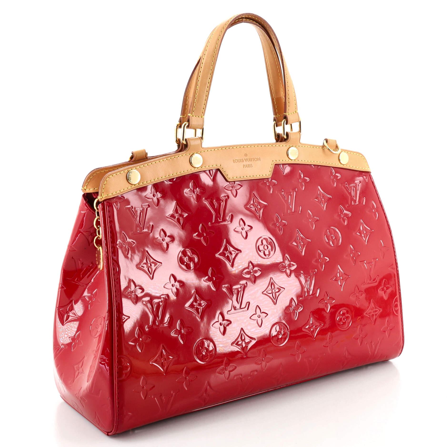 Red Louis Vuitton Brea Handbag Monogram Vernis MM