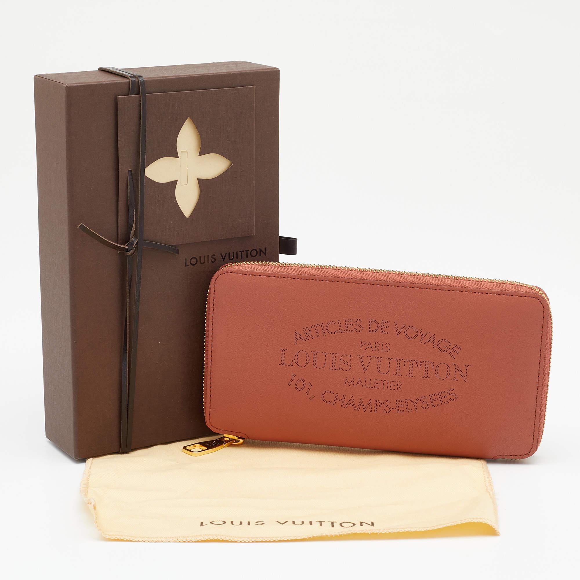 Louis Vuitton Brick Red Leather Article De Voyage Zippy Wallet 7